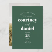 Save The Date Photo moderne verte tendance Enregistrer la date (Devant / Derrière)