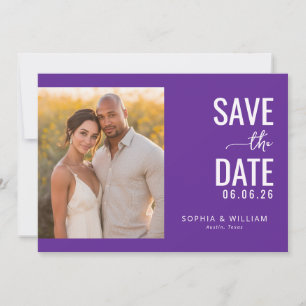 Save The Date Photo Moderne Violet Romantique