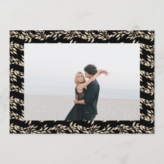 Save The Date Photo Monogram Black Crest Classic Mariage or (Dos)