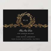 Save The Date Photo Monogram Black Crest Classic Mariage or (Devant)