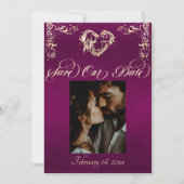 Save The Date Photo & Monogramme Cœur - Prune (Devant)