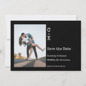 Save The Date Photo Monogramme minimaliste noir (Devant)