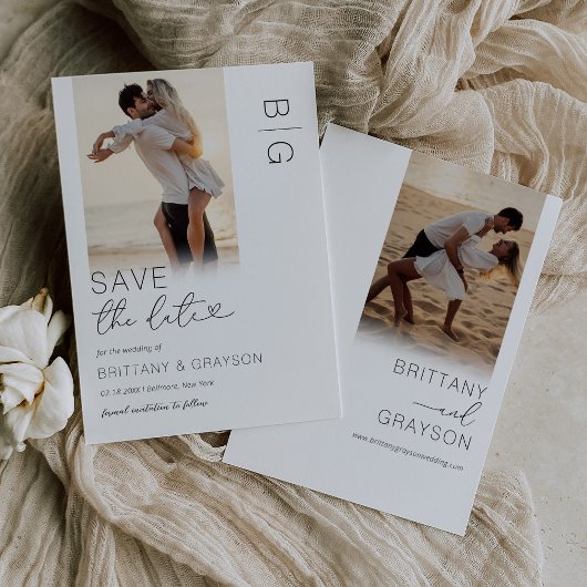 Save The Date Photo Monogramme moderne