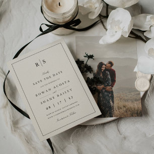 Save The Date Photo Monogramme noir et écrin classique