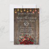 Save The Date Photo, monogramme Roses & Feuille - Rouge (Dos)