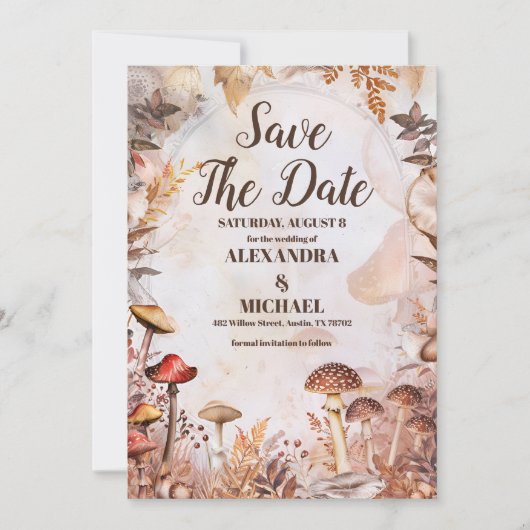 Save The Date Photo Mushroom Toadstool Enchanted Forest Mariage (Devant)