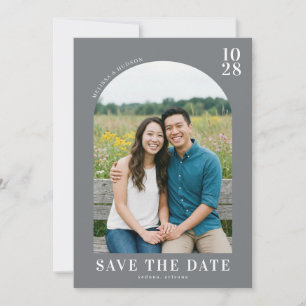 Save The Date Photo Naturel Bleu Joyeux