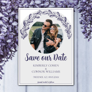 Save The Date Photo Navy Blue Garland Enregistrer la date