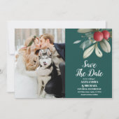 Save The Date Photo Noël Mariage de verdure hiver (Devant)