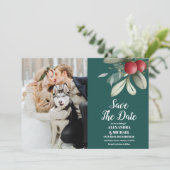 Save The Date Photo Noël Mariage de verdure hiver (Debout devant)