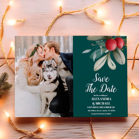 Save The Date Photo Noël Mariage de verdure hiver