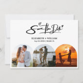 Save The Date Photo noir et blanc QR Code Mariage élégant (Devant)