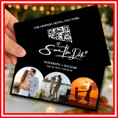 Save The Date Photo noir et blanc QR Code Mariage élégant
