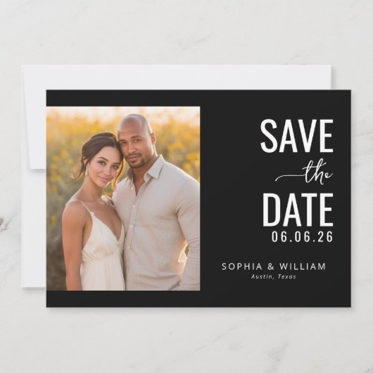 Save The Date Photo Noir Romantique (Devant)