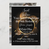 Save The Date Photo or et Sweet sixteen noir (Devant / Derrière)