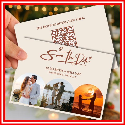 Save The Date Photo Orange Brûlé | Code QR Enregistrez la Date
