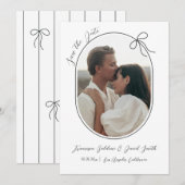 Save The Date Photo ovale avec bordure fine et nœud minimal (Devant / Derrière)