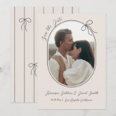 Save The Date Photo ovale avec bordure fine et nœud minimal (Devant / Derrière)