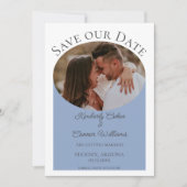 Save The Date Photo ovale simple Enregistrer la date | Dusty Blu (Devant)