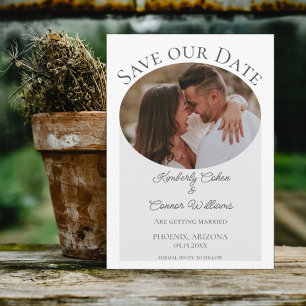 Save The Date Photo ovale simple Enregistrer la date Gris