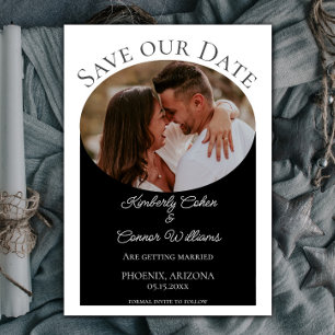 Save The Date Photo ovale simple Enregistrer la date Noir