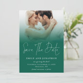 Save The Date Photo Overlay QR Emerald Green Script Mariage (Debout devant)