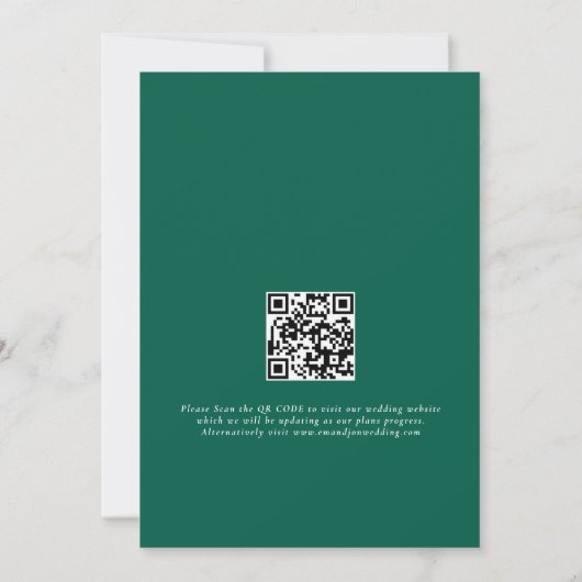 Save The Date Photo Overlay QR Emerald Green Script Mariage (Dos)