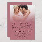 Save The Date Photo Overlay QR Rose Gold Black Script Mariage (Devant / Derrière)