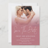 Save The Date Photo Overlay QR Rose Gold White Script Mariage (Devant)