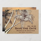 Save The Date PHOTO Palm Tree Beach Tropical Mariage (Devant / Derrière)