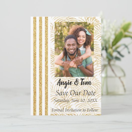 Save The Date Photo Palm tropical Enregistrer la date (Debout devant)