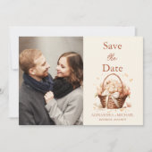 Save The Date Photo Pastel Soft Blush Peach Floral Mariage (Devant)