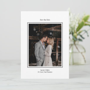 Save The Date Photo personnalisé de mariage élégant blanc minima