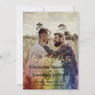 Save The Date Photo personnalisée Arc-en-ciel Gradient Mariage g