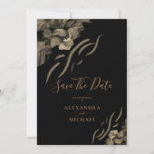 Save The Date Photo personnalisée Fleurs Iris dorées Mariage noi (Devant)