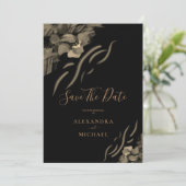 Save The Date Photo personnalisée Fleurs Iris dorées Mariage noi (Debout devant)