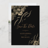 Save The Date Photo personnalisée Fleurs Iris dorées Mariage noi (Devant / Derrière)