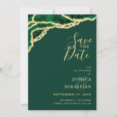 Save The Date Photo personnalisée QR Code Emerald Green Agate Mo (Devant)