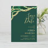 Save The Date Photo personnalisée QR Code Emerald Green Agate Mo (Debout devant)