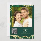 Save The Date Photo personnalisée QR Code Emerald Green Agate Mo (Dos)