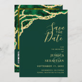 Save The Date Photo personnalisée QR Code Emerald Green Agate Mo (Devant / Derrière)