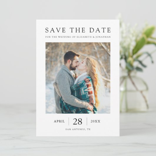 Save The Date Photo personnalisée simple et moderne Enregistrer (Debout devant)