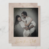 Save The Date Photo personnalisée simple Texture Brown (Devant / Derrière)