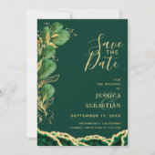 Save The Date Photo QR Code Emerald Agate Eucalyptus Moderne (Devant)