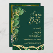Save The Date Photo QR Code Emerald Agate Eucalyptus Moderne (Devant / Derrière)