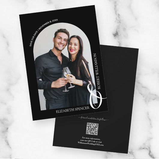 Save The Date Photo QR Code Mariage noir