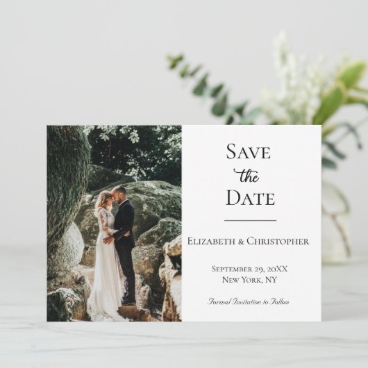 Save The Date Photo QR Code Noir Blanc Formal Mariage élégant (Debout devant)