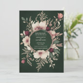 Save The Date Photo Retour Vert et crème Florale (Debout devant)