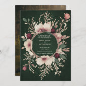 Save The Date Photo Retour Vert et crème Florale (Devant / Derrière)