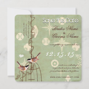 Save The Date Photo rétro de vacances Cage à oiseaux Mariage Sau